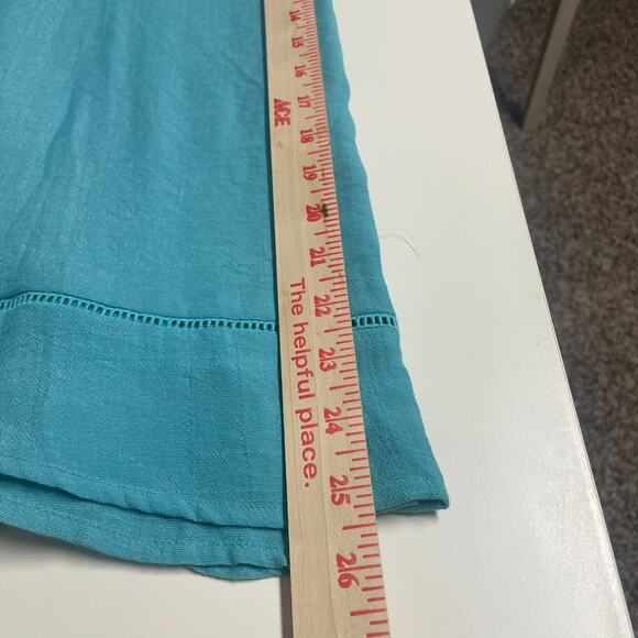 NY Collection Womens Large Aqua Button Up Top Lace Lightweight Feminine Comfy WT - Picture 12 of 13